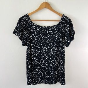 J. Jill Wearever Collection Decorative Square Neck Flowy Sleeved Top